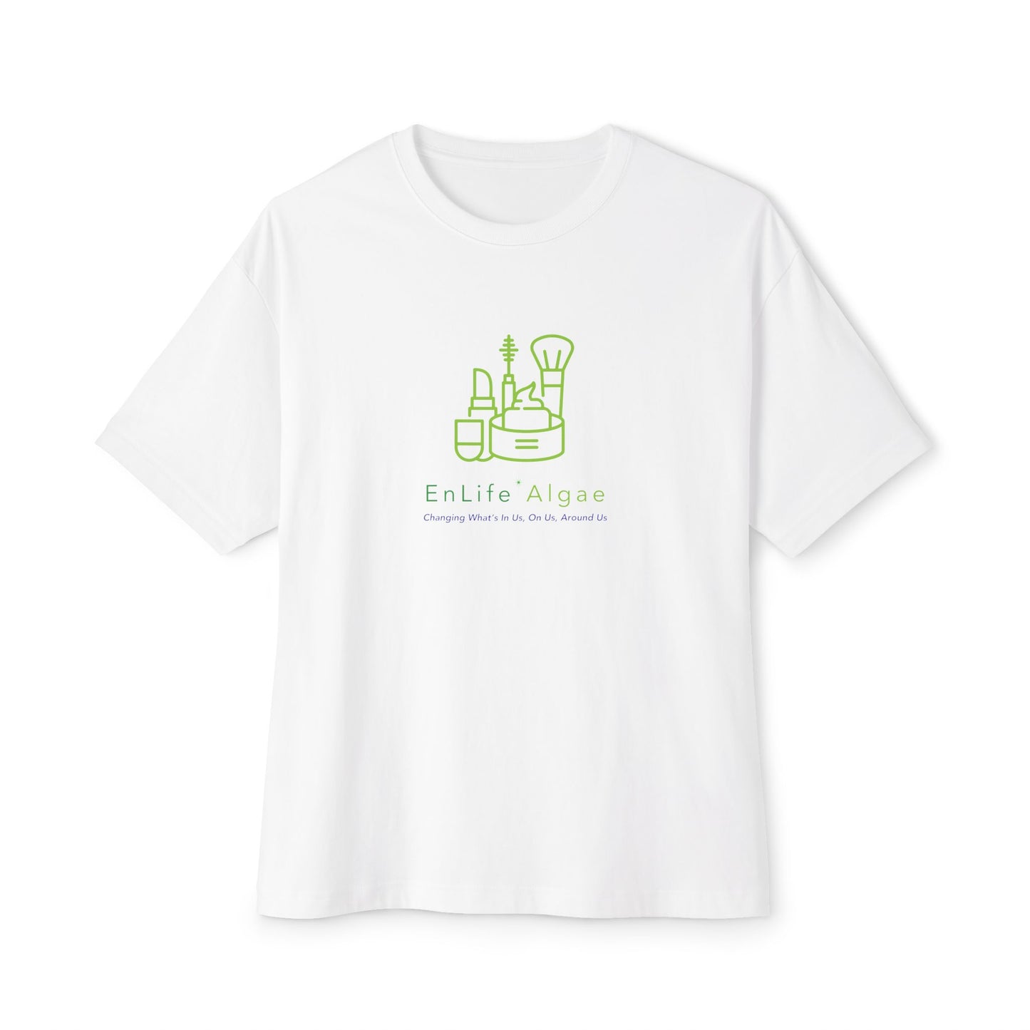 ENLIFE ALGAE GLOW UP: Minimalist Cosmetic Boxy Tee - Perfect Gift for Beauty Lovers, Self-Care Day, Casual Wear, Fashion Statement, Relaxed Fit