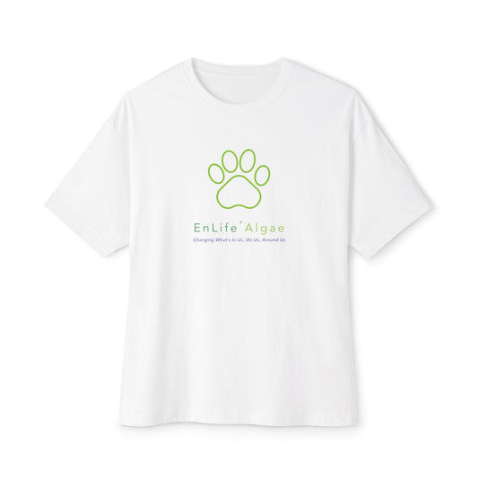 ENLIFE ALGAE HAPPY PET: Paw Print Unisex Oversized Boxy Tee, Relaxed Fit Dog Lover Shirt, Gift for Animal Lovers, Casual Pet Tee, Summer Everyday Wear