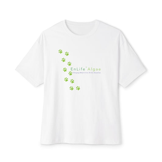 ENLIFE ALGAE PAW PRINTS: Eco-Friendly Unisex Oversized Tee, Relaxed Fit Graphic Shirt for Nature Lovers, Casual Wear, Gift for Pet Owners, Cute Dog Paw Print Tee