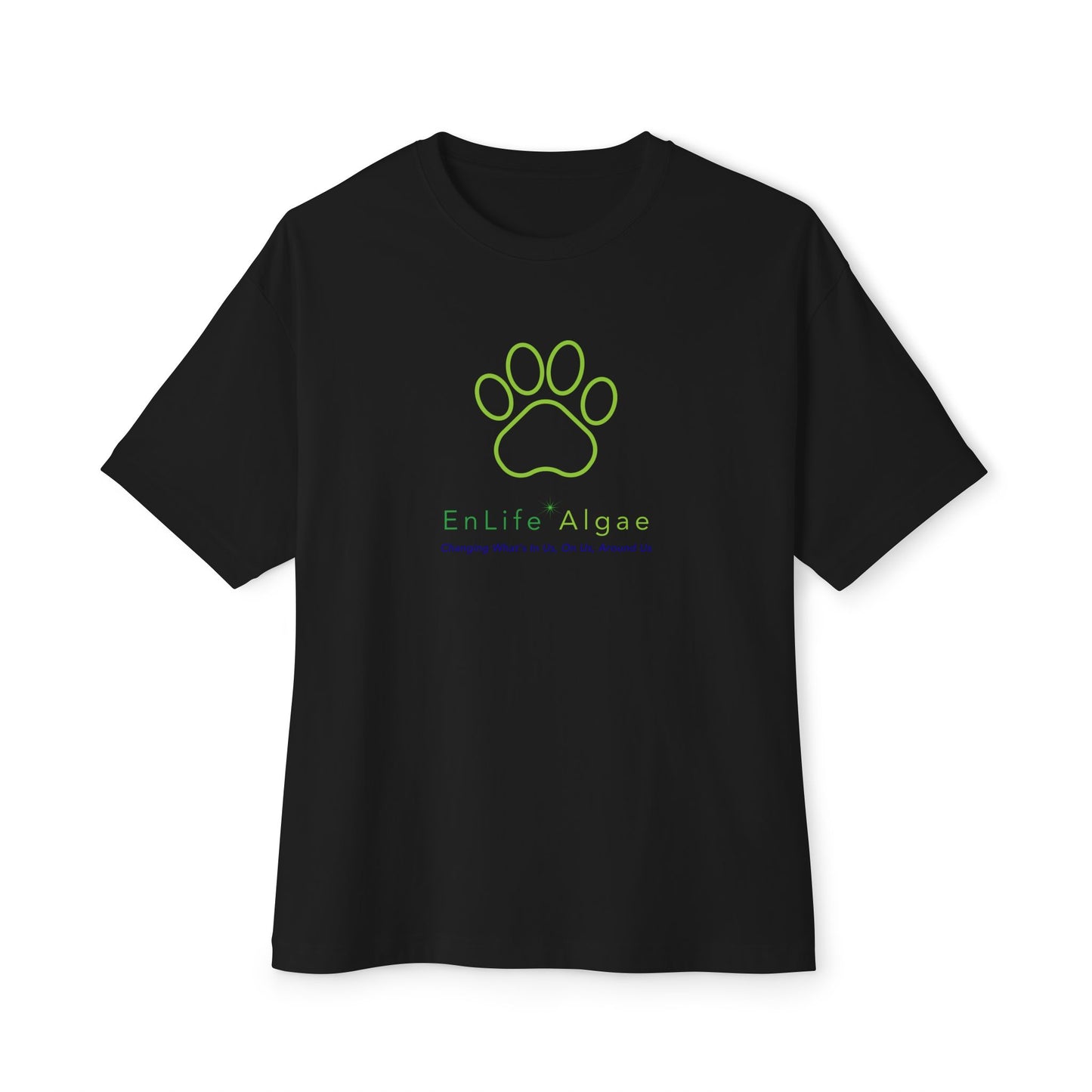 ENLIFE ALGAE HAPPY PET: Paw Print Unisex Oversized Boxy Tee, Relaxed Fit Dog Lover Shirt, Gift for Animal Lovers, Casual Pet Tee, Summer Everyday Wear