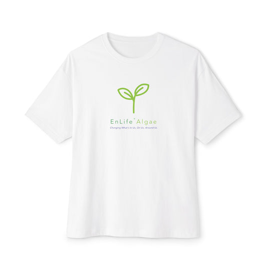 ENLIFE ALGAE HAPPY SPROUT: Eco-Friendly Boxy Tee, Unisex Oversized Cotton T-Shirt, Casual Soft Wear, Sustainable Fashion, Perfect for Earth Day